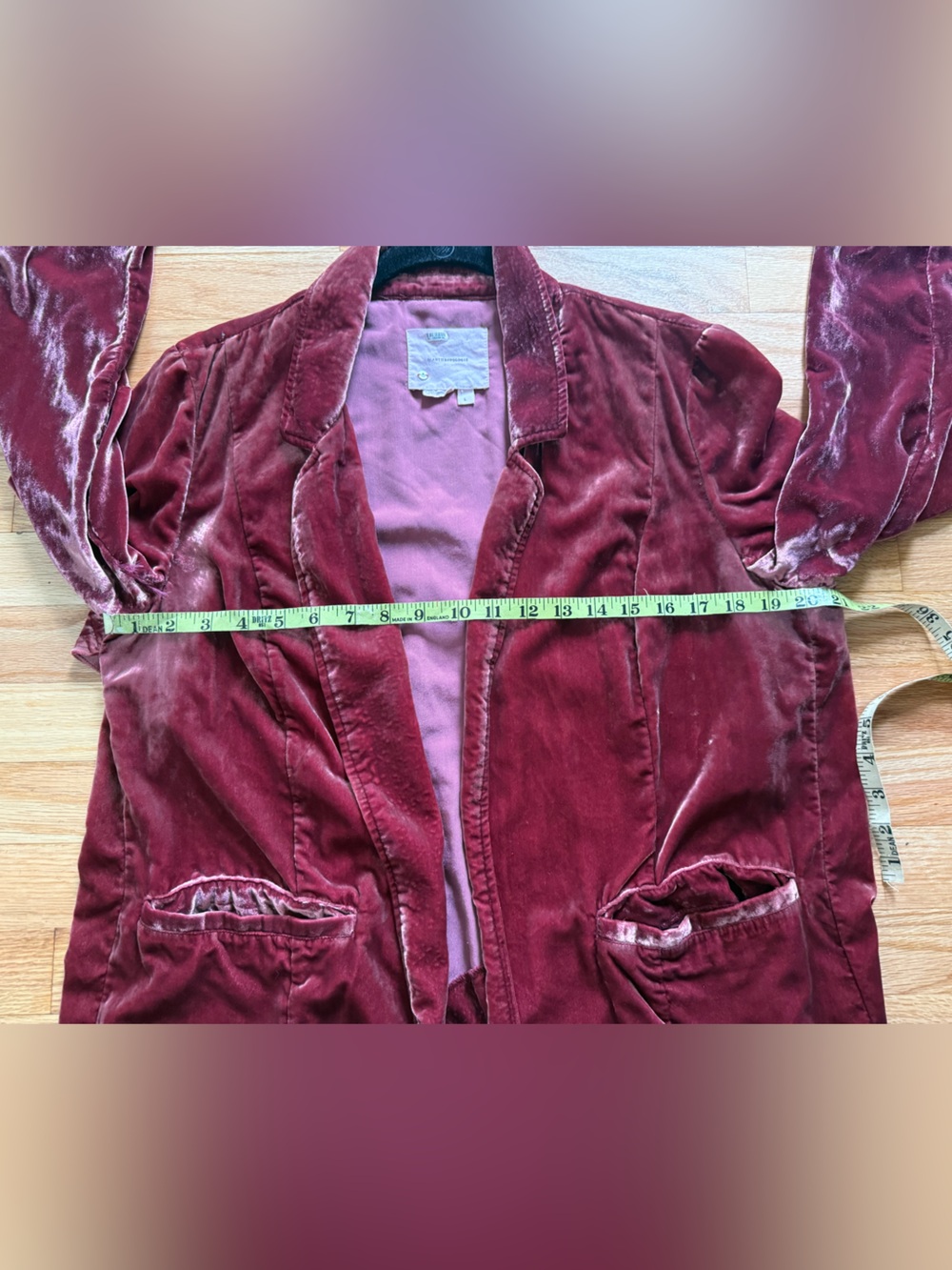 Anthropologie Velvet Criss-Cross Blazer Jacket in Wine L - Picture 10 of 13